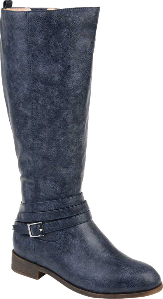 Bota feminina Journee Collection extra larga na altura do joelho, azul, tamanho 7,5 M