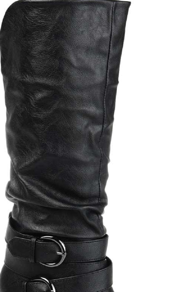 Bota feminina Journee Collection de cano largo, preta, tamanho 8