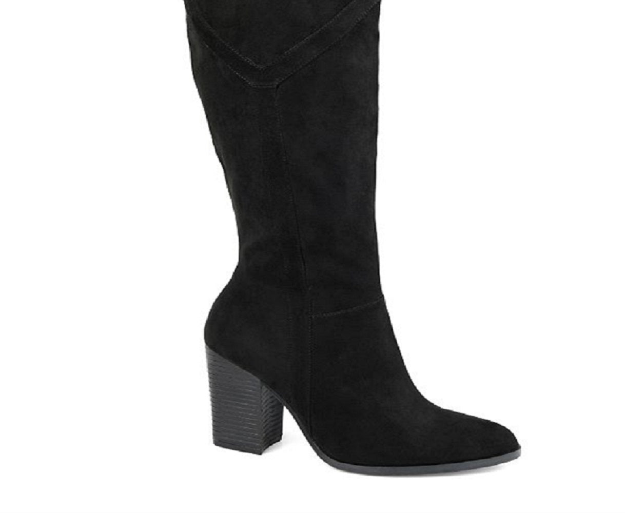 Botas femininas Journee Collection Kyllie Wide Calf, pretas, tamanho 7,5 m