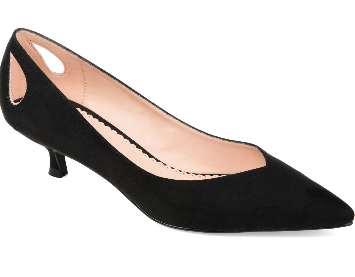 Sapatos femininos Journee Collection Goldie Kitten Heel, pretos, tamanho 8,5 M
