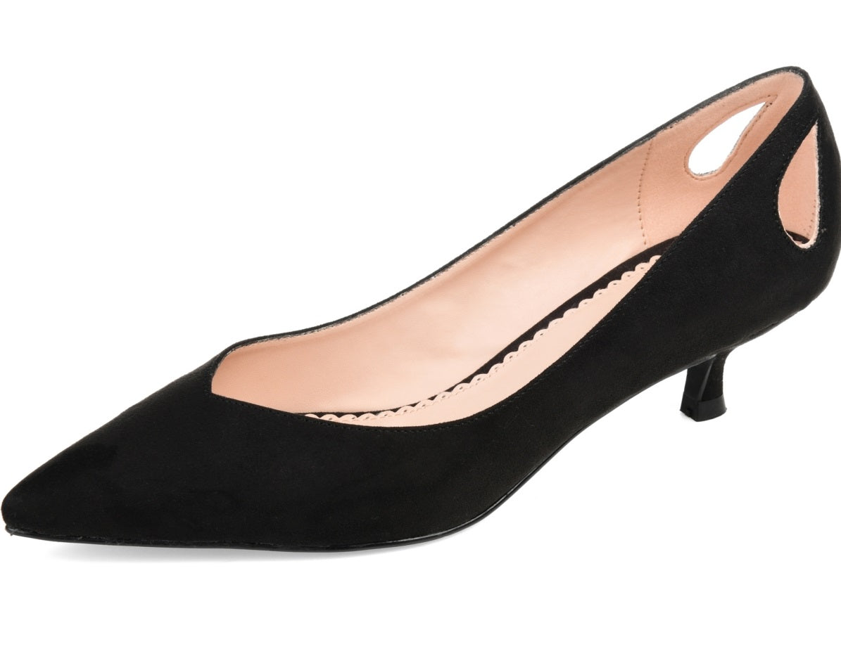 Sapatos femininos Journee Collection Goldie Kitten Heel, pretos, tamanho 8,5 M