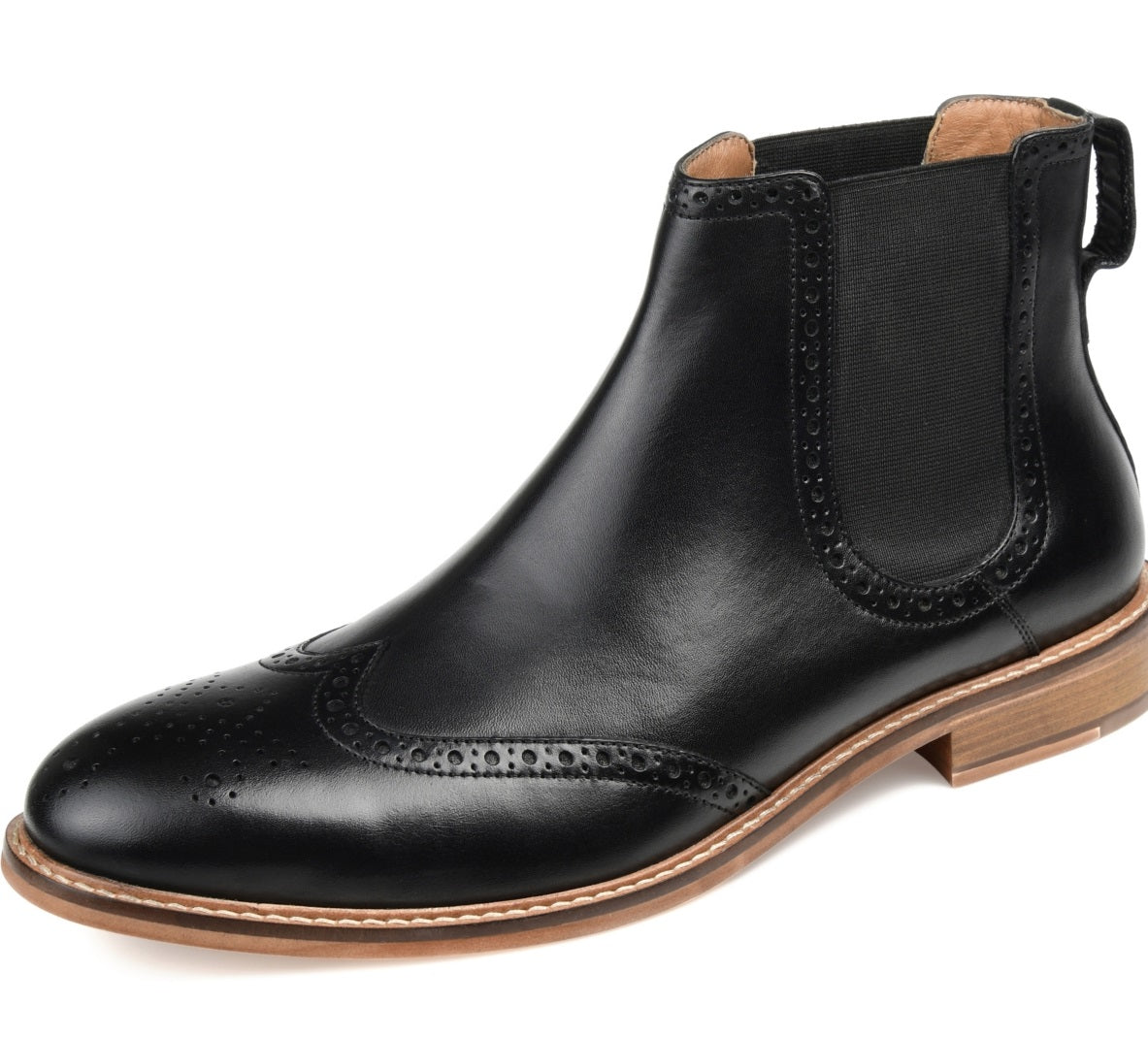 Bota Chelsea Thomas &amp; Vine Watson Wingtip Masculina Preta Tamanho 9,5M
