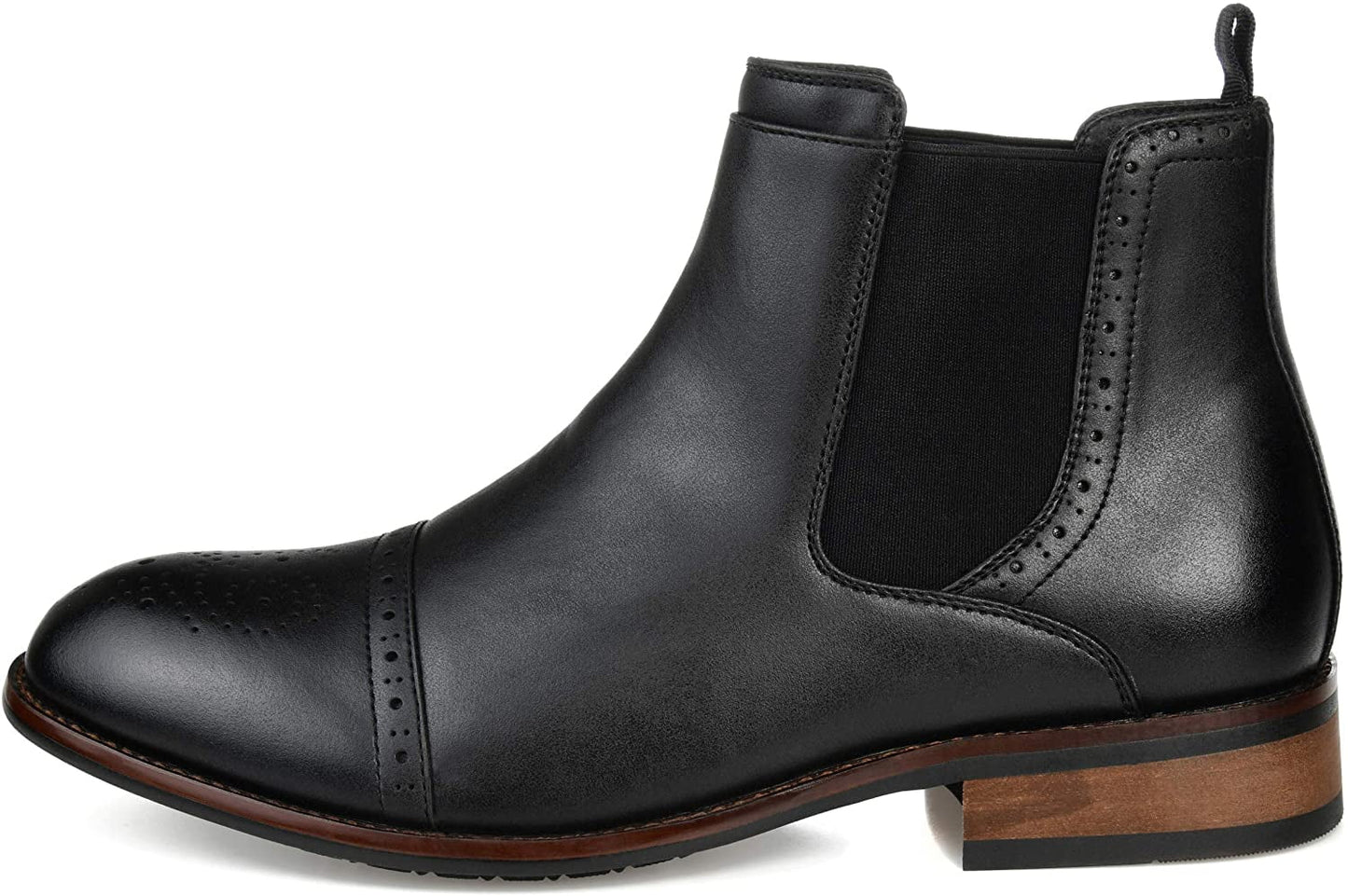 Bota Chelsea Vance Co. Masculina com Biqueira Cap Toe Preta Tamanho 9 M
