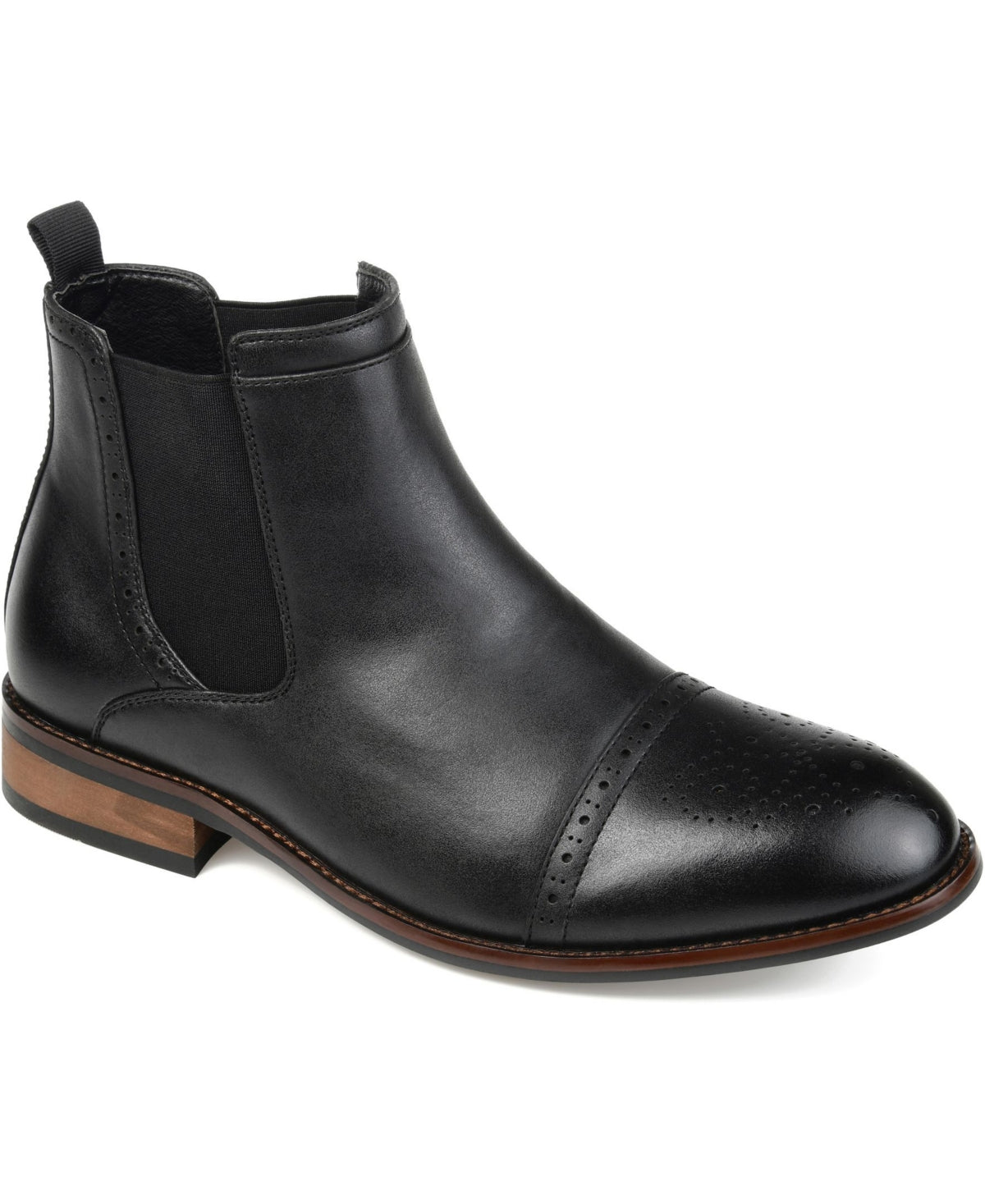 Bota Chelsea Vance Co. Masculina com Biqueira Cap Toe Preta Tamanho 9 M
