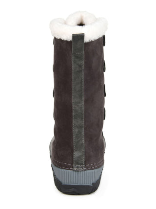 Botas de neve femininas Journee Collection, bicolor, à prova d'água, com cadarço, bico redondo, cinza, tamanho 10 M