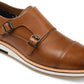 Thomas &amp; Vine Sapatos sociais masculinos Thatcher Cap Toe Monk Strap, marrom, tamanho 8,5 M