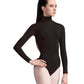 Vestido de malha de gola alta feminina Capezio, manga comprida, preto, tamanho X-S