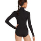 Vestido de malha de gola alta feminina Capezio, manga comprida, preto, tamanho X-S