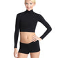 Top feminino Capezio gola alta manga comprida preto tamanho extrapequeno