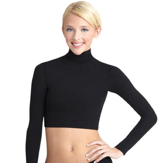 Top feminino Capezio gola alta manga comprida preto tamanho extrapequeno