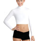 Top feminino Capezio gola alta manga comprida branco tamanho médio