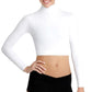 Top feminino Capezio gola alta manga comprida branco tamanho médio