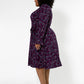 Vestido envelope falso de manga comprida com borboleta Rosalia para mulheres da Leota, roxo