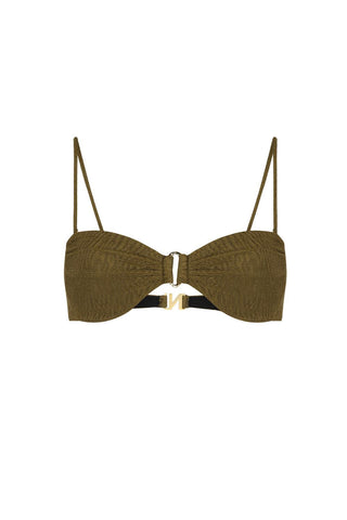 Nelblu - Top de biquíni Ondas Crinkle Bandeau