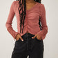 Free People - Wear Me Out Long Sleeve V-neck Top