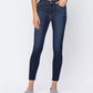 Judy Blue - Mid Rise Raw Hem Skinny Jeans