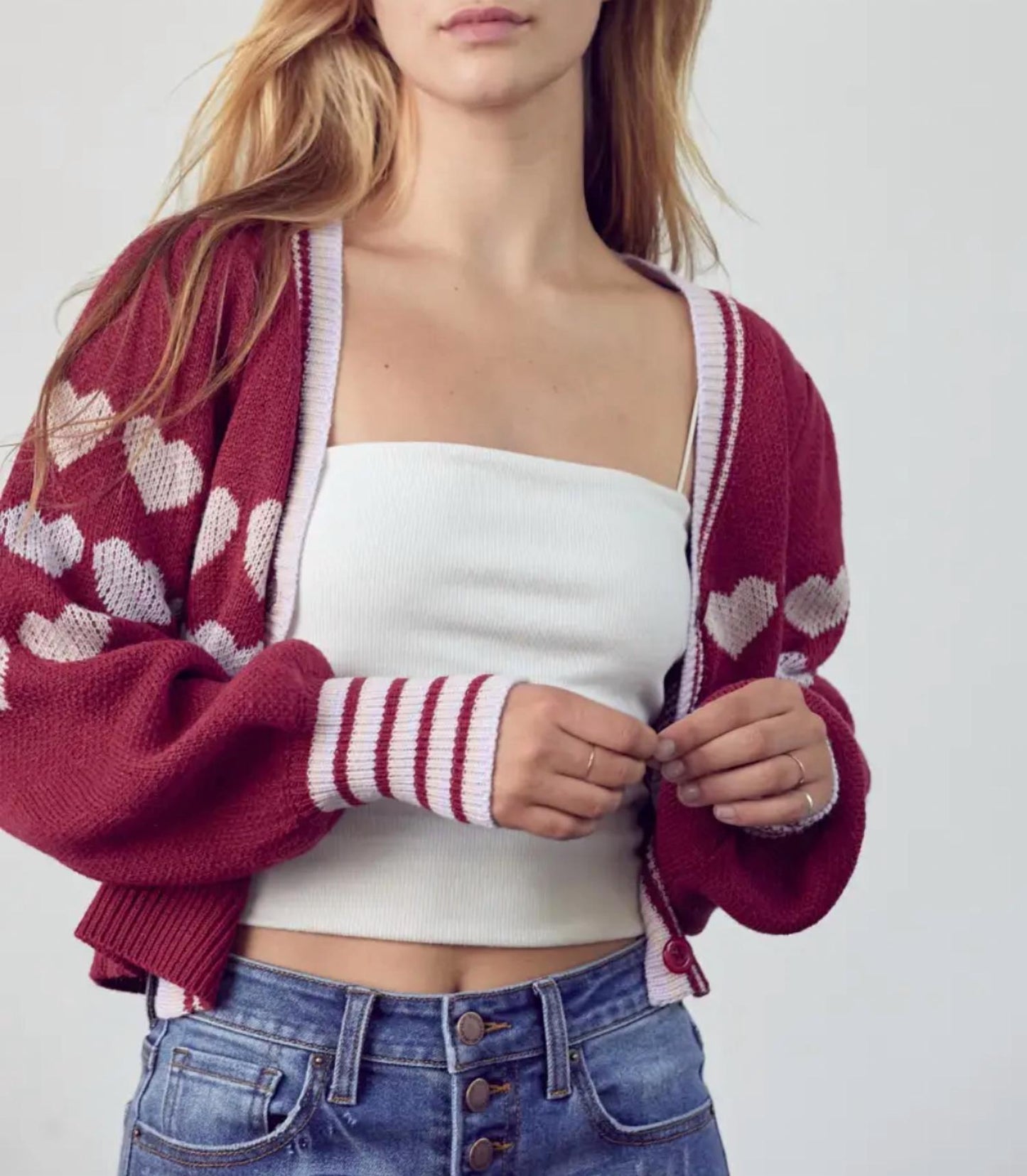 &Merci - HEART BUTTON-FRONT CARDIGAN