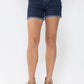 Judy Blue - Mid Rise Leopard Print Fray Hem Jean Shorts