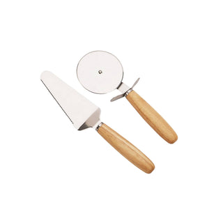 Creative Gifts International - Tábua de pizza de madeira com roda de corte e servidor