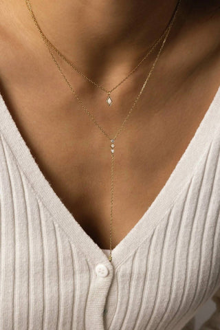 Eklexic - Colar feminino com corrente fina de zircônia cúbica e opala