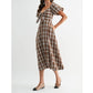 Camellia - Jori Plaid Tie Front Midi Dress