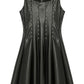 Kids Studded Faux Leather Skater Dress in Black