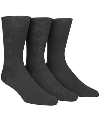 Pacote com 3 meias sociais Calvin Klein masculinas de rayon, pretas, tamanho 7 a 12