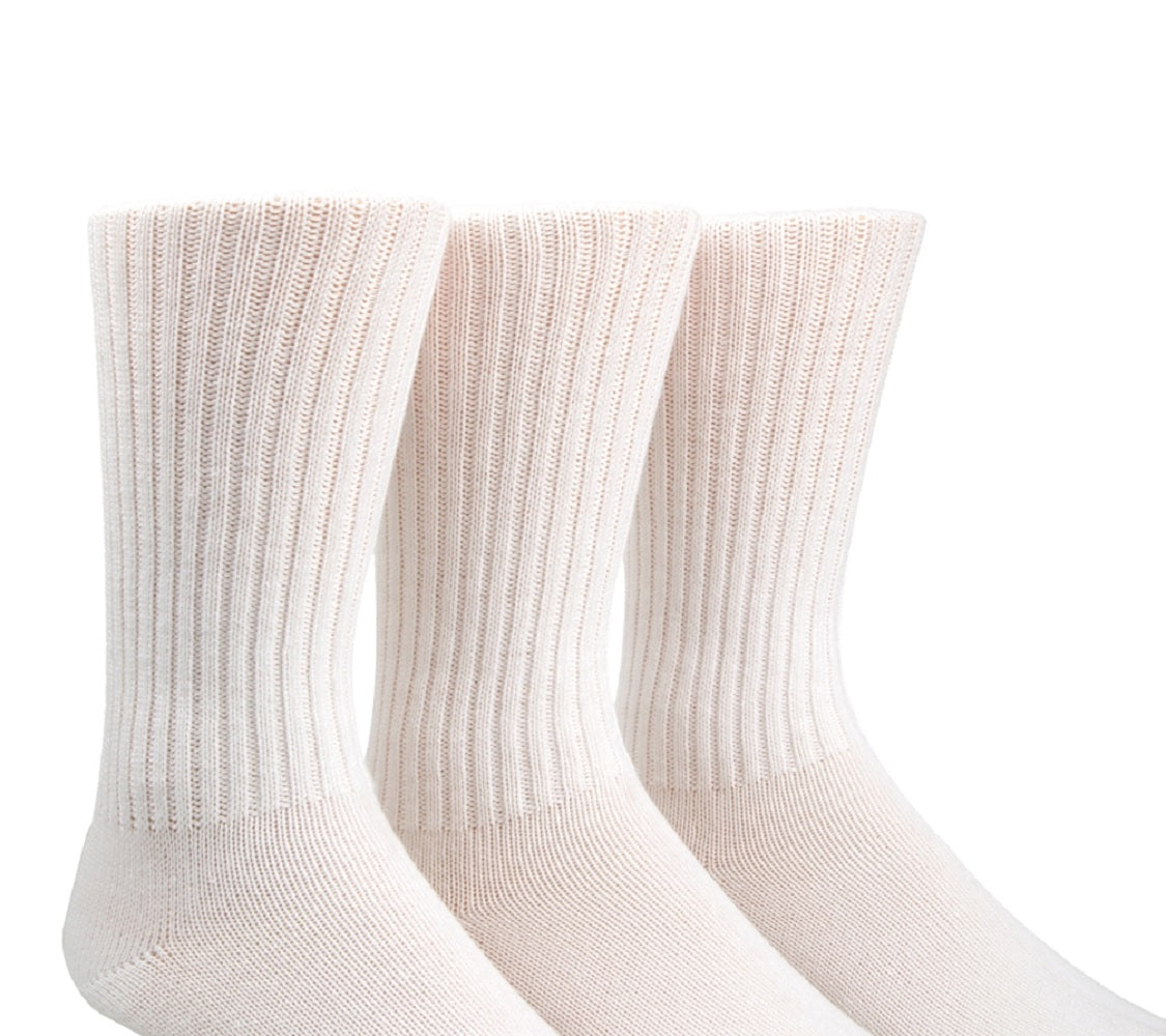 Meias Calvin Klein Masculinas em Algodão Rico, 3 Unidades, Brancas, Tamanho Regular