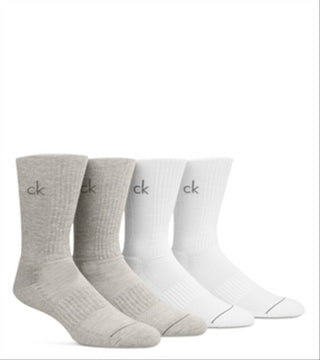 Pacote com 4 meias cano alto masculinas Calvin Klein cinza, tamanho 7-12