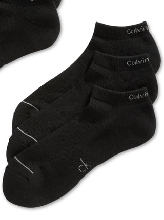 Meias atléticas listradas Calvin Klein masculinas, pretas, tamanho 7-12