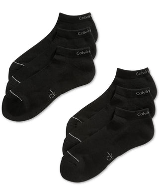 Meias atléticas listradas Calvin Klein masculinas, pretas, tamanho 7-12
