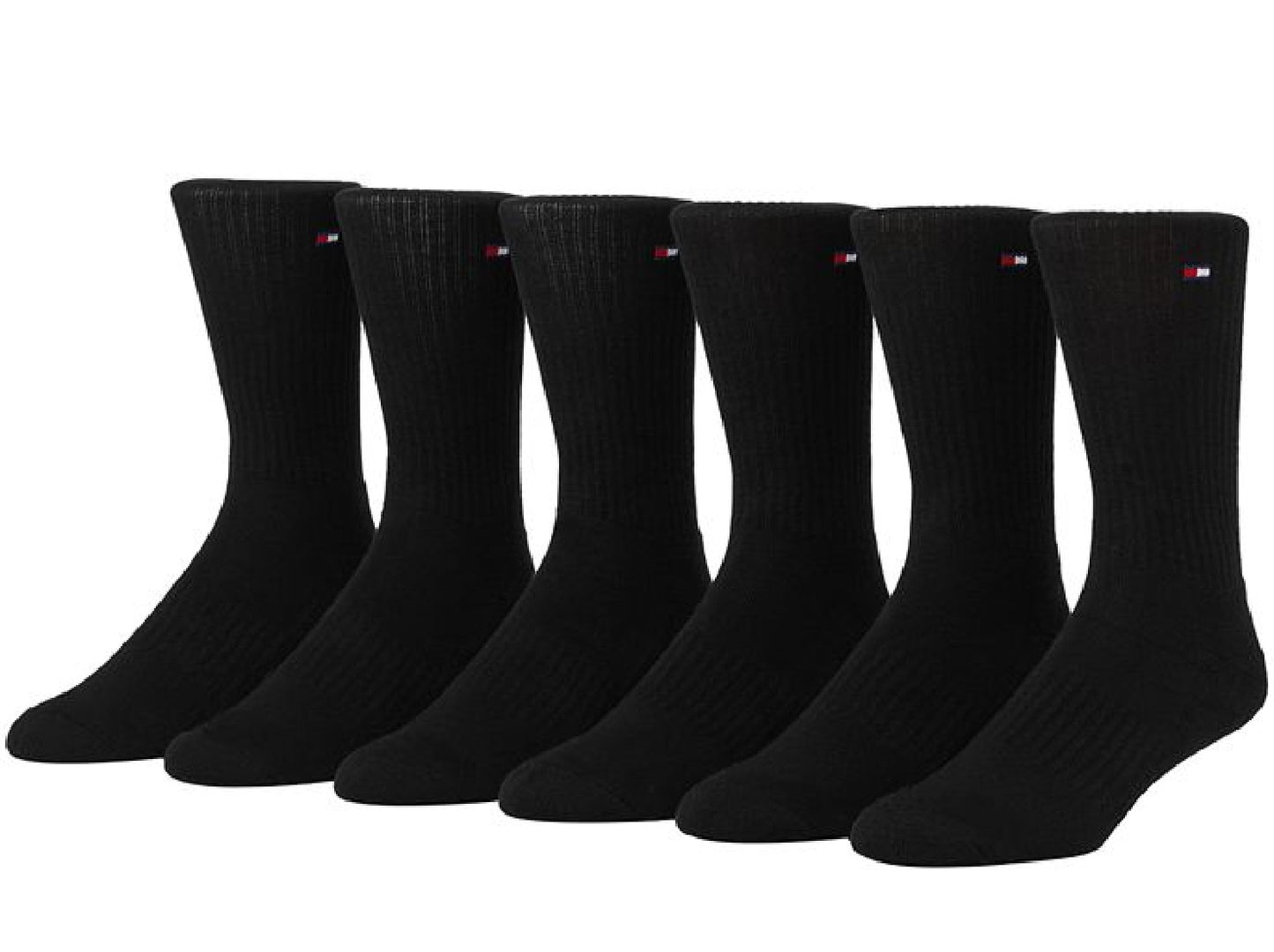 Pacote com 6 meias esportivas Tommy Hilfiger masculinas com solado acolchoado, pretas, tamanho 7 a 12