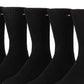 Pacote com 6 meias esportivas Tommy Hilfiger masculinas com solado acolchoado, pretas, tamanho 7 a 12