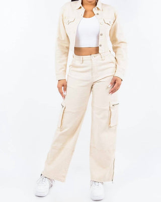 American Bazi - Jaqueta curta com cadarço e botões frontais