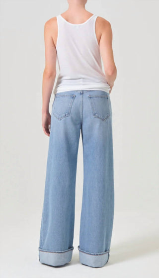 Agolde - Calça Jeans Feminina de Cintura Alta e Perna Larga