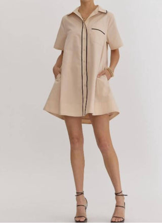 Entro - Neutral Collar Shirt Dress