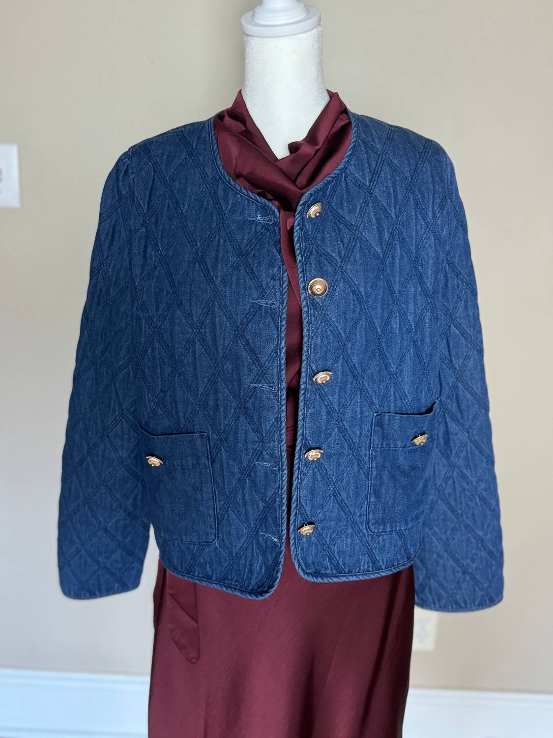 Entro - Austin Quilted Denim Collarless Jacket