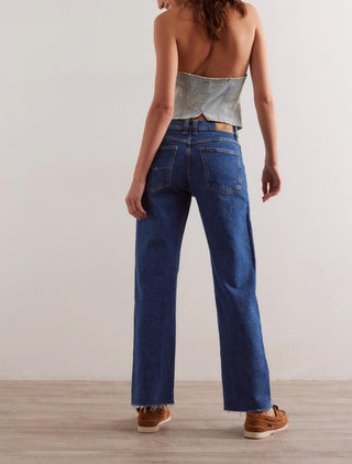 Free People - Calça Jeans Reta Risk Taker de Cintura Média