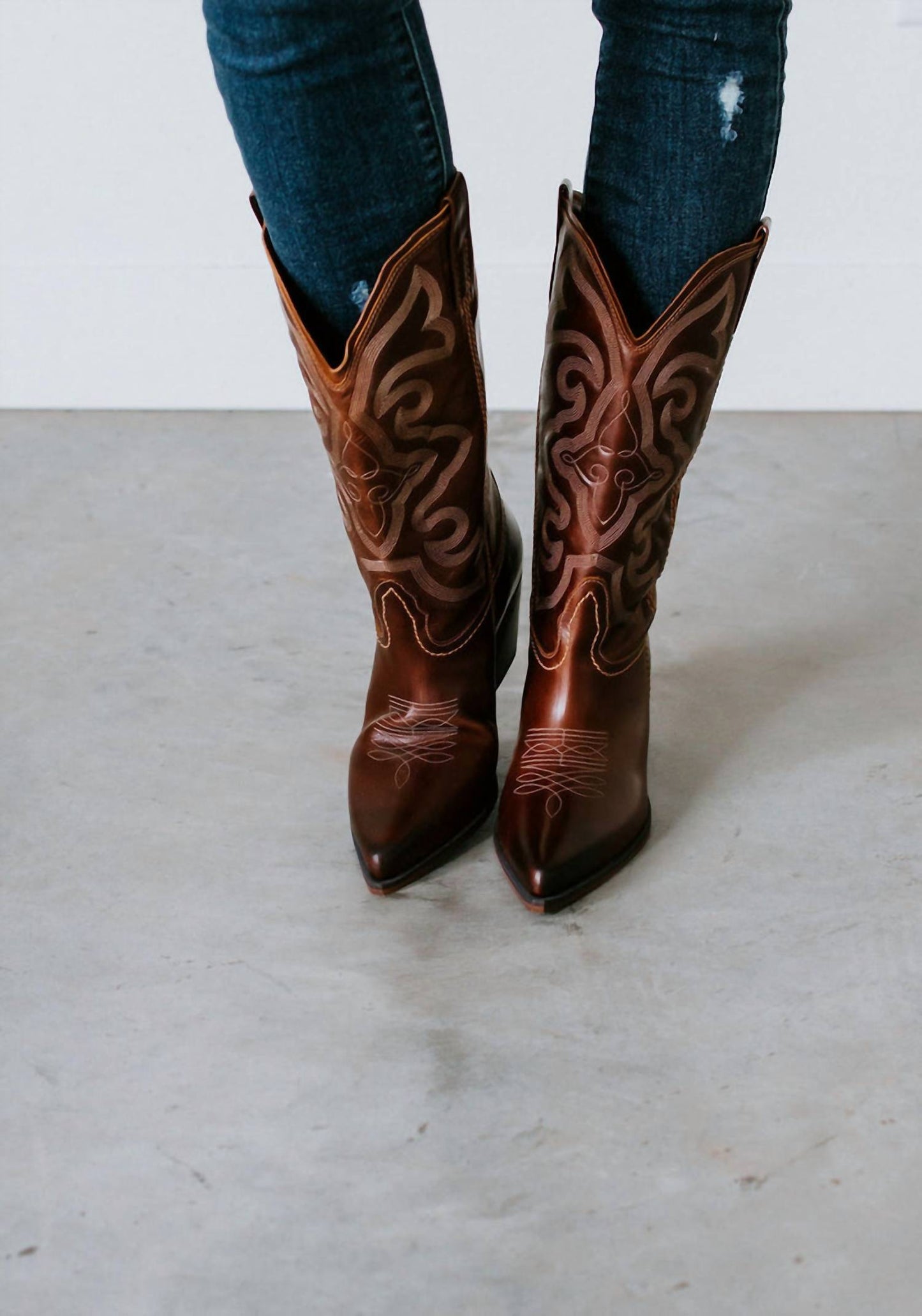 Steve Madden - Women's West Brown Leather Cowboy Boots