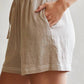 Crescent - Donnie Contrast Embroidery Linen Shorts