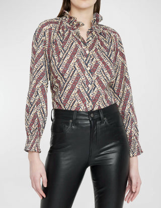 Veronica Beard - Camisa feminina estampada Calisto com botões frontais