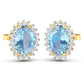 2.36 Carat Genuine Aquamarine and White Diamond 14K Yellow Gold Earrings
