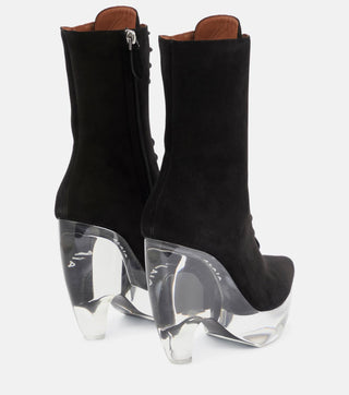 Alaia - Bota plataforma de camurça com cadarço e sola de plexiglas usada
