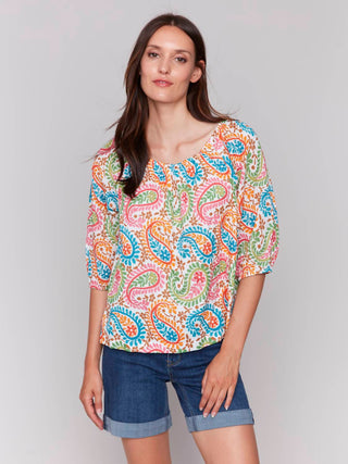 Charlie B - Blusa de algodão com ombros à mostra