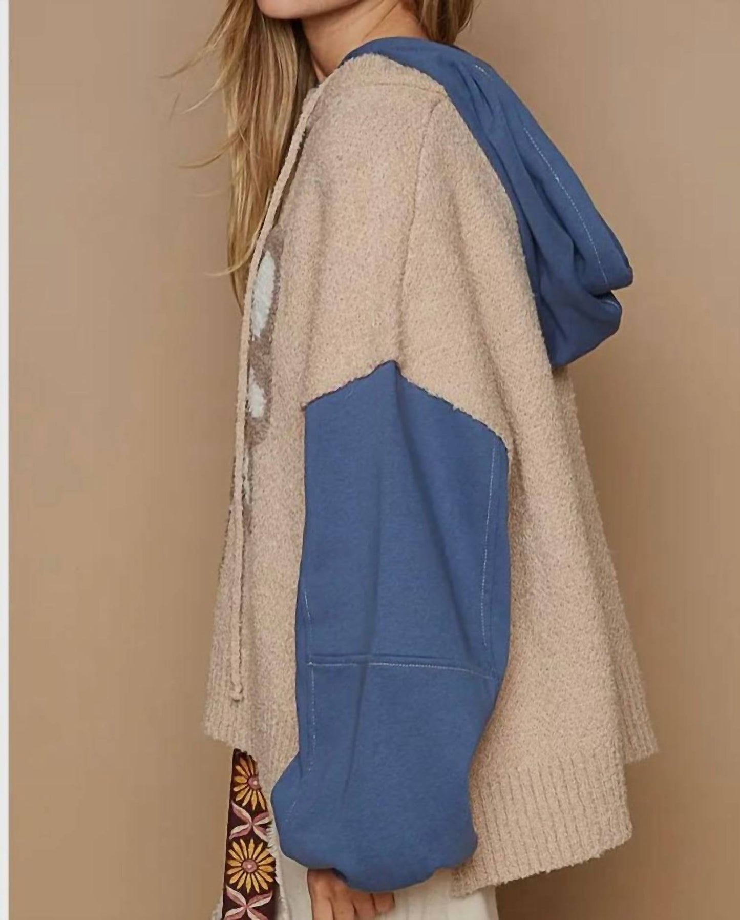 Pol - FLOWER PATTERN HOODED TOP