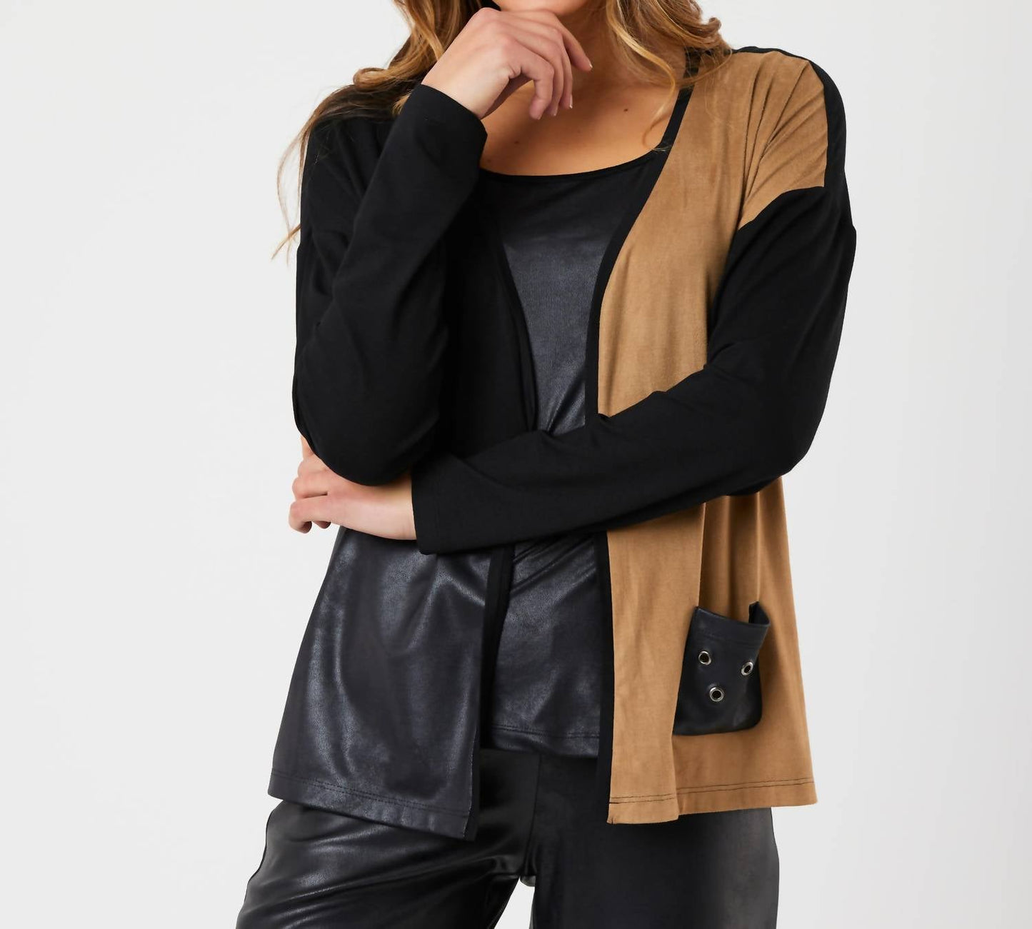 Angel Apparel - Vegan Leather Suede Cardigan