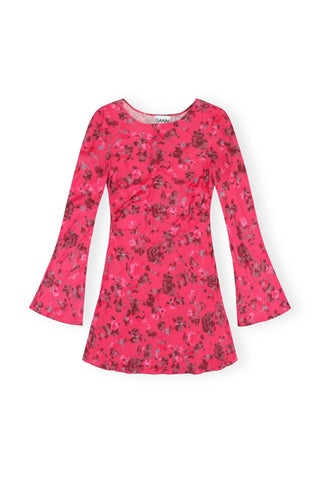 Ganni - Printed Satin Mini Dress