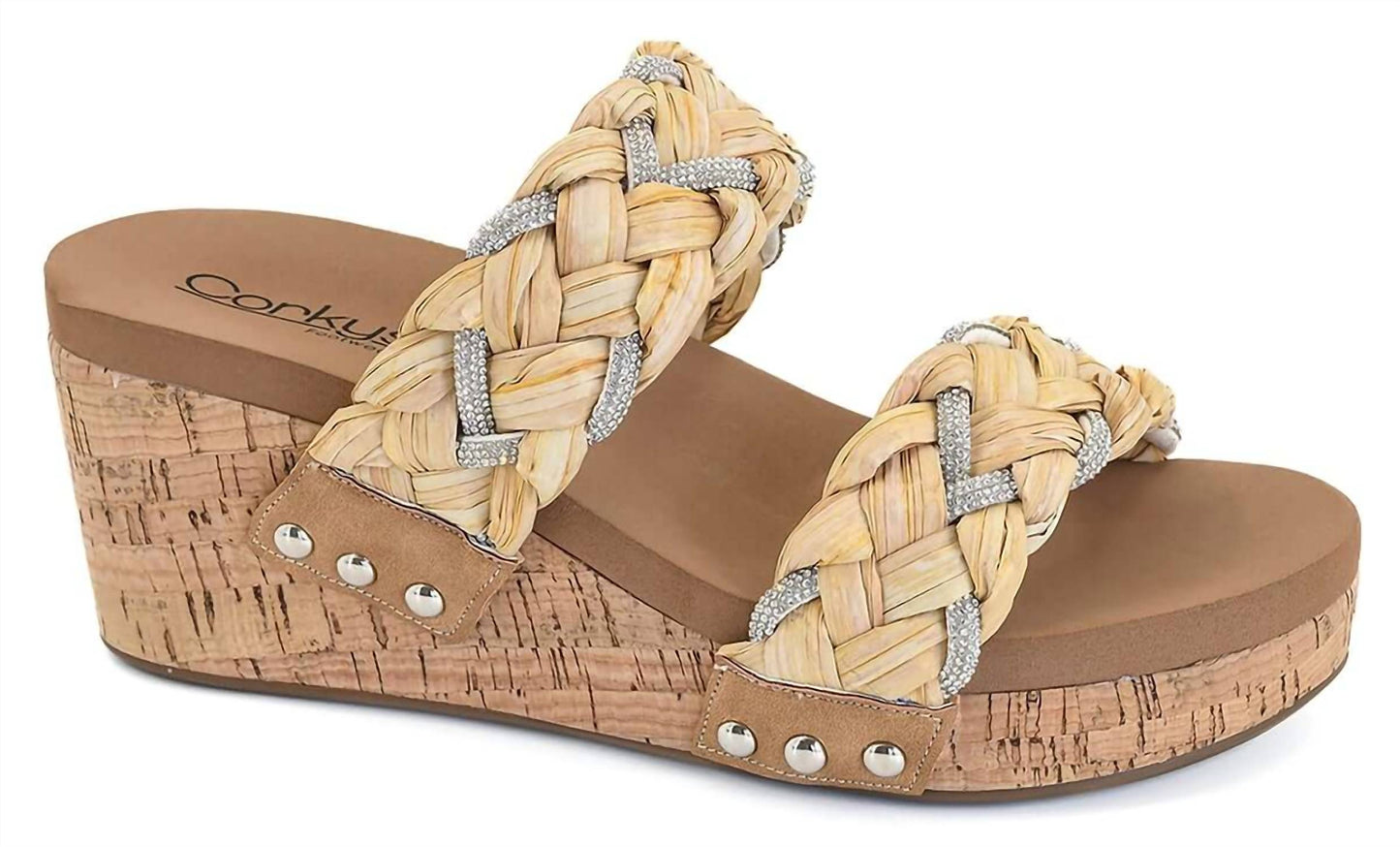 Corkys Footwear - Women's Total Knockout Raffia & Rhinestone Wedge