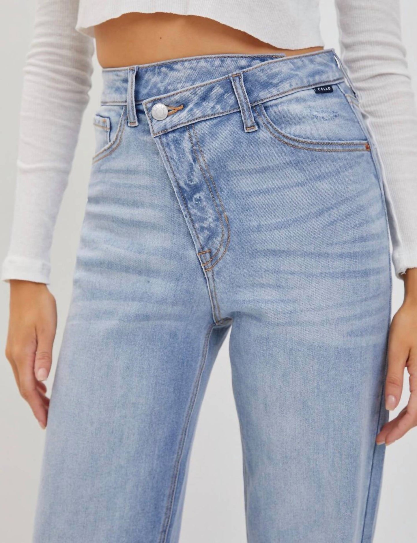 Cello - Jillian High Rise Asymmetrical Button Dad Jeans