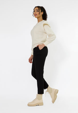 Leota Women's Ashley Ruffle Shoulder Sweatshirt White